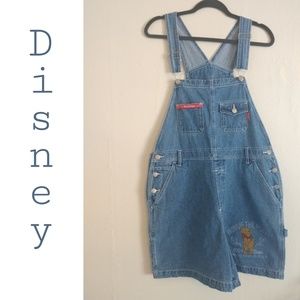 Disney Pooh Adult Shorts Overalls Size Large